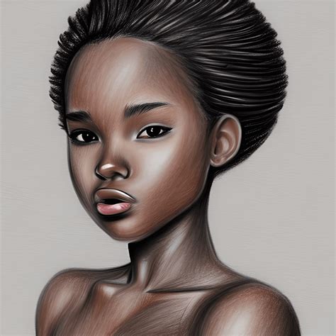 Realistic Drawing Of A Cute Black Girl · Creative Fabrica