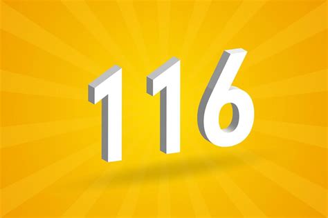 3d 116 Number Font Alphabet White 3d Number 116 With Yellow Background