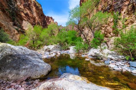 Boulder Canyon Trail Superstition Mountain Wilderness In Arizona Stock