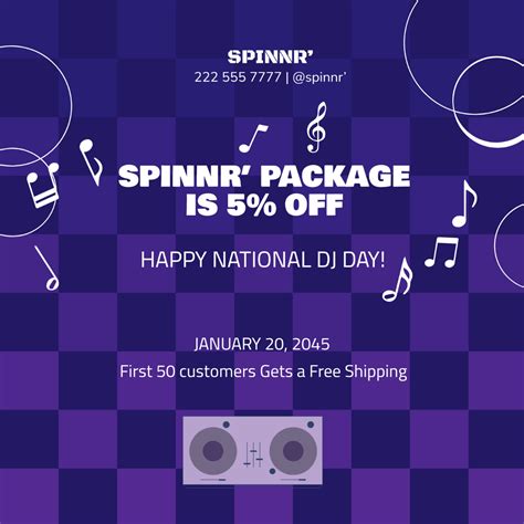 National Dj Day Flyer Vector Template Edit Online And Download Example