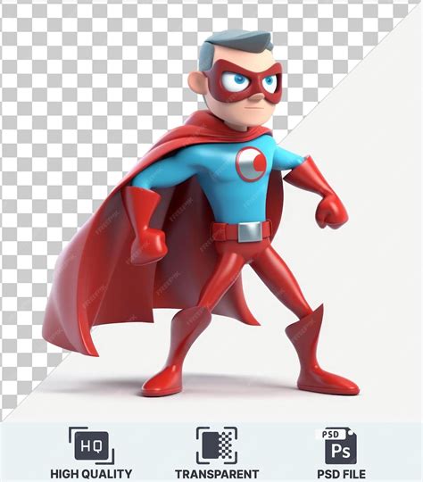 Premium PSD | Transparent object 3d superhero cartoon saving the day