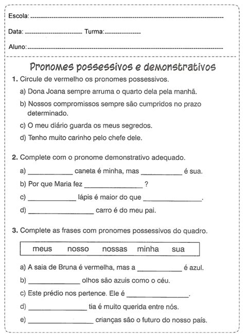 Pronomes Possessivos Pronomes Atividades Pronomes Assuntos De Portugues Images And Photos Finder