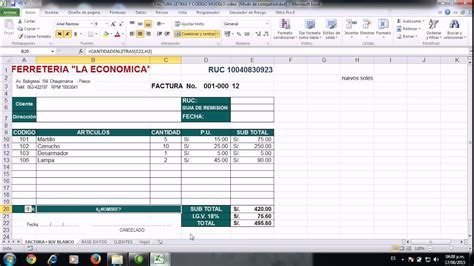 Factura Sistematizada En Excel Youtube