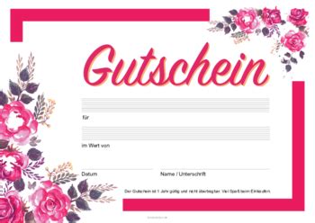 Gutschein allgemein mit blumen 5 vorlage für geburtstagsgeschenk. vorlage für gutschein