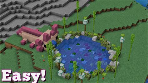 Easy Axolotl Design Pond Tutorial Minecraft Youtube
