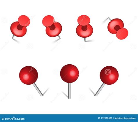 Red Push Office Pin Stock Vector Illustration Of Sharp 112102481