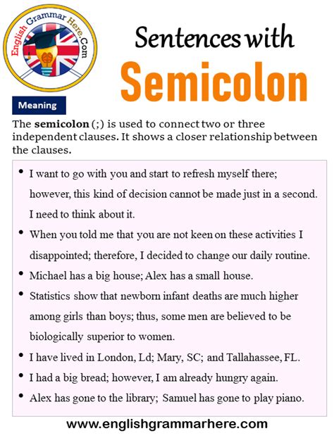 Semicolons With Connecting Words Examples