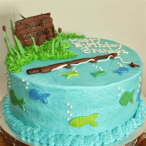 I like the idea of a fish themed birthday party. Kake: Gone Fishing Cake