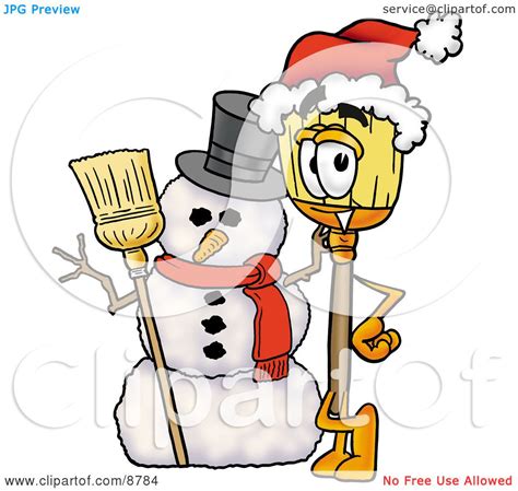 Clipart Picture Of A Broom Mascot Cartoon Character With A