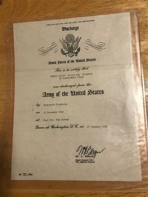 Vtg Wwii Us Army Honorable Discharge In 1945 And Certificate Issued By M