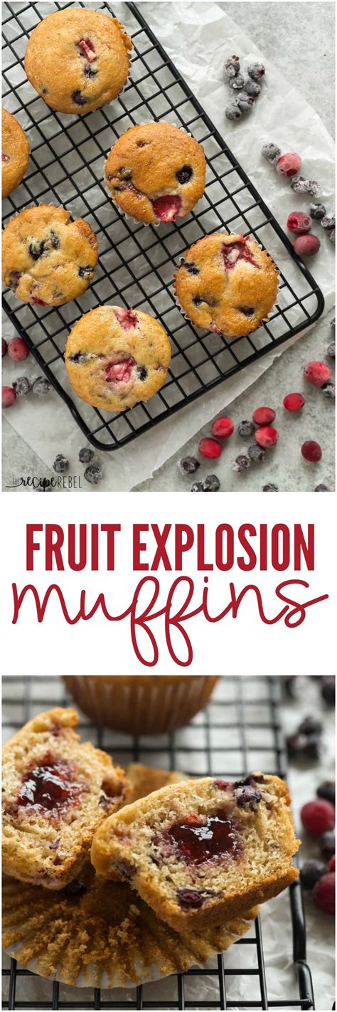 These fruit explosion muffins are loaded with strawberries and blueberries (or any berries you want!) and have a strawberry jam surprise inside! These Fruit Explosion Muffins are packed with berries and ...