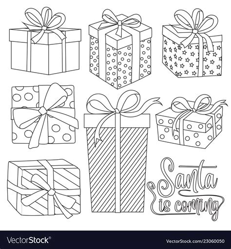 Christmas T Boxes Collection For Coloring Vector Image