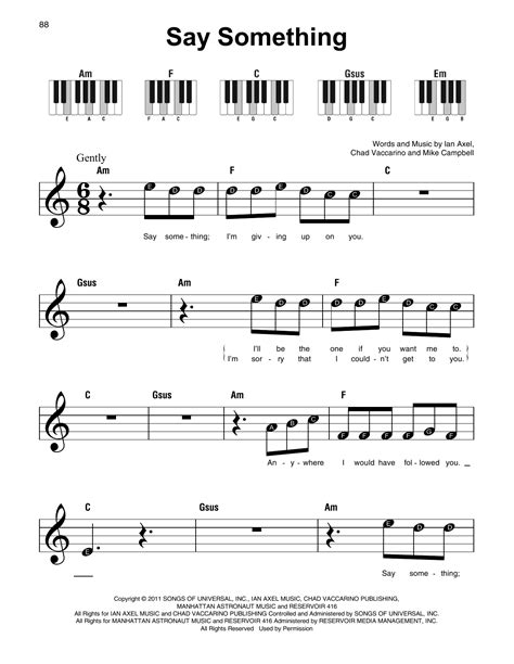 Say Something Sheet Music A Great Big World Super Easy Piano