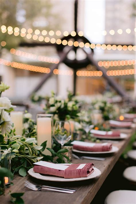 Outdoor Southern Wedding Reception Cascading Greenery Tablescape At