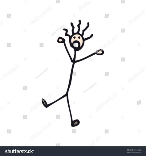 Quirky Drawing Of Frightened Stick Man Stock Vector Illustration