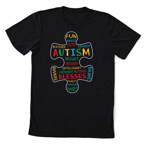 Autism Awareness Shirt Puzzle Piece Words Autistic Adult Etsy
