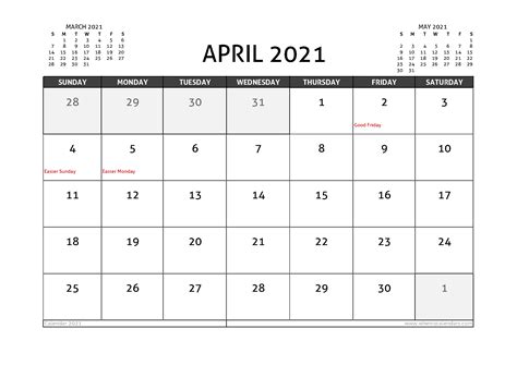 April 2021 Calendar Canada With Holidays