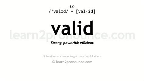 Pronunciation Of Valid Definition Of Valid Youtube