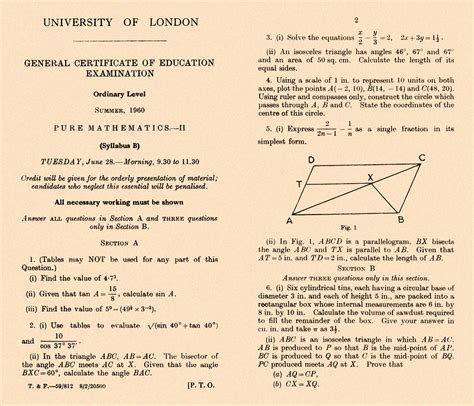 Cambridge o level is an internationally recognised qualification equivalent to cambridge igcse and the uk gcse. GSE O-level Maths, 1960 | Part of one of three GCE O-level ...