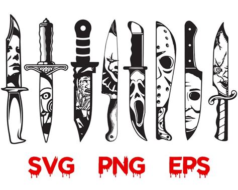 Horror Movie Characters In Knives Svg Halloween Svg Michael Myers Svg Jason Voorhees SVG