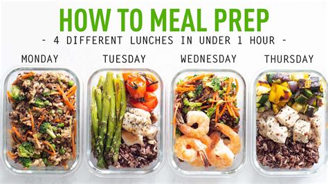 How To Meal Prep 4 Different Lunches In Under 1 Hour Youtube