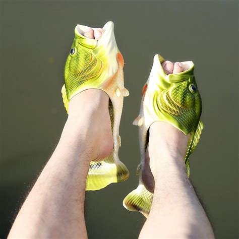 Funny Fish Slippers Summer Man Outdoor Cool Shoes Fish Shaped Bright