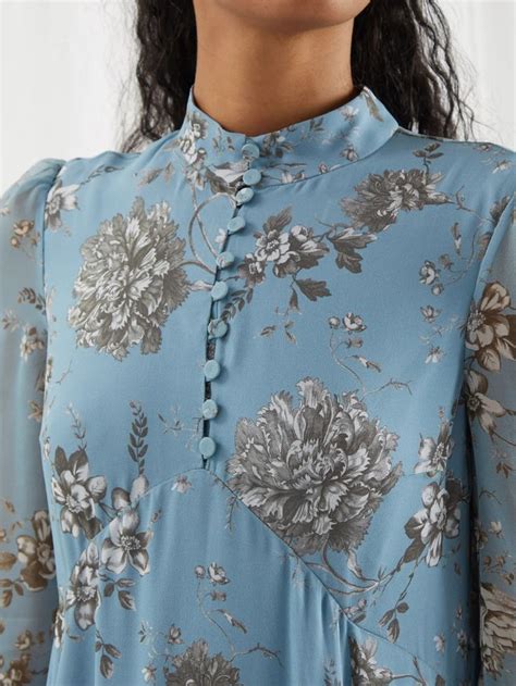 Blue Justine Floral Print Georgette Maxi Dress Erdem Matchesfashion Uk Floral Prints Maxi