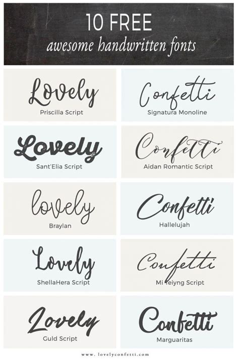 Free calligraphy letters, samples, fonts in english, cursive, fancy, gothic. 10 free awesome handwritten fonts - LovelyConfetti