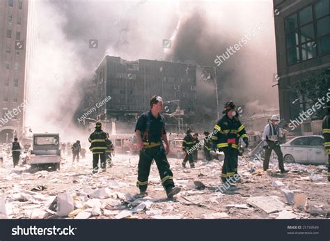 New York September 11 New York City Firefighters Work Near The Area