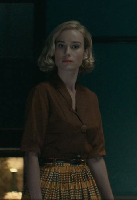 Vintage Inspired Brown Button Up Blouse With Collar Of Brie Larson As Elizabeth Zott In Lessons