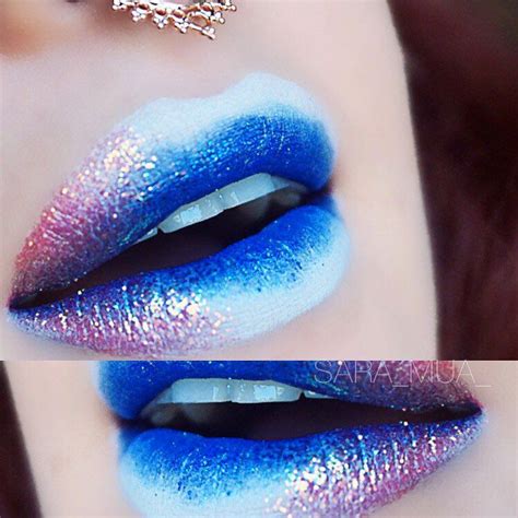 Blue Ombre Lips With Pink Glitter Ombre Lips Nyx Cosmetics Lip Beauty