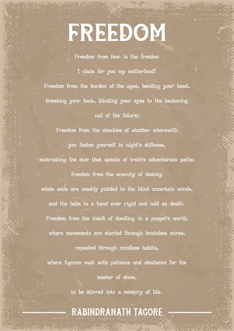 Rabindranath Tagore Freedom Poem Art Print Etsy Uk