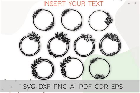 Circle Frame Svg Bundle Svg Leaf Frames Svg Monogram Svg 2010738