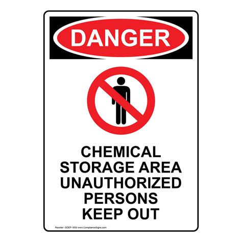 Osha Danger Chemical Storage Area Keep Out Sign With