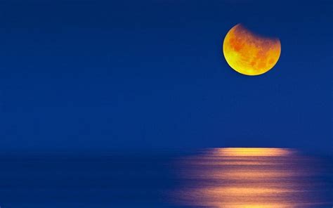🥇 Moon Bing Night Sky Sea Wallpaper 75545