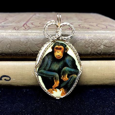 Unique Vintage Gold Wire Wrapped Chimpanzee Pendant Unique Vintage