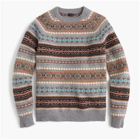 Lambswool Fair Isle Crewneck Sweater In Granite Men Sweaters Jcrew
