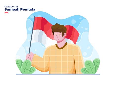 Vector Illustration Happy Indonesian Youth Pledge At 28 October Mean