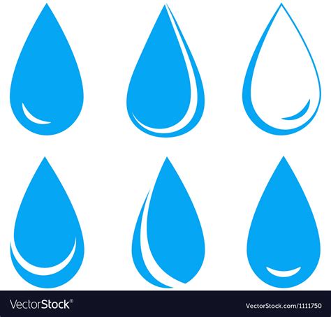 Set Of Blue Water Drops Royalty Free Vector Image