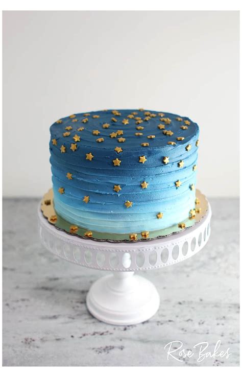 Night Sky Ombre Cake (a preview of Cake Decorating for Beginners) #homemade #cake #decorating ...