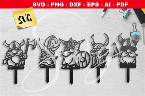 Viking Garden Gnome Stakes Svg 5 Signs Dxf File For Plasma Etsy