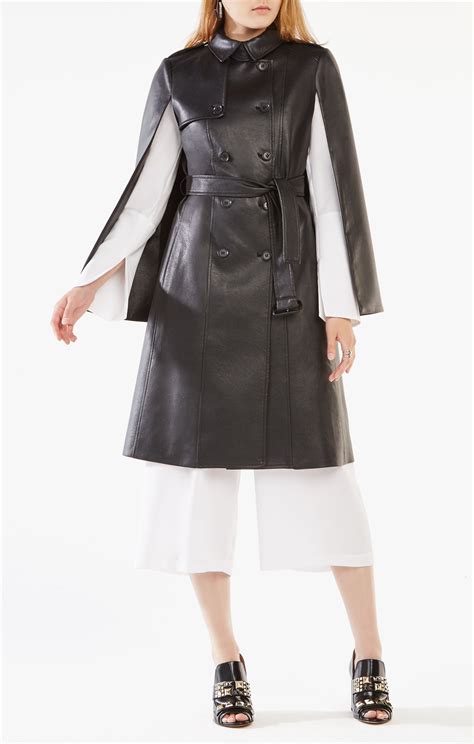 Cape Style Leather Coat For Women