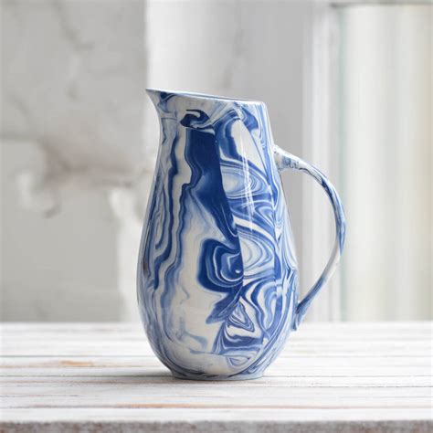 Marbled Blue And White Ceramic Water Jug By Nom Living