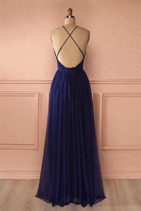 simple sexy a line deep v neck navy blue long prom dress on storenvy