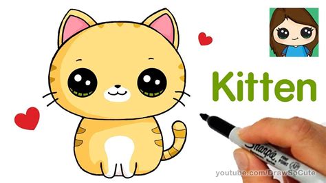 How To Draw A Kitten Super Easy Kitten Drawing Cartoon Cat Drawing