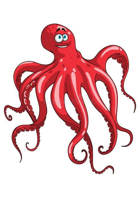 Red Octopus Animal Cartoon Character Stock Vector Illustration Of