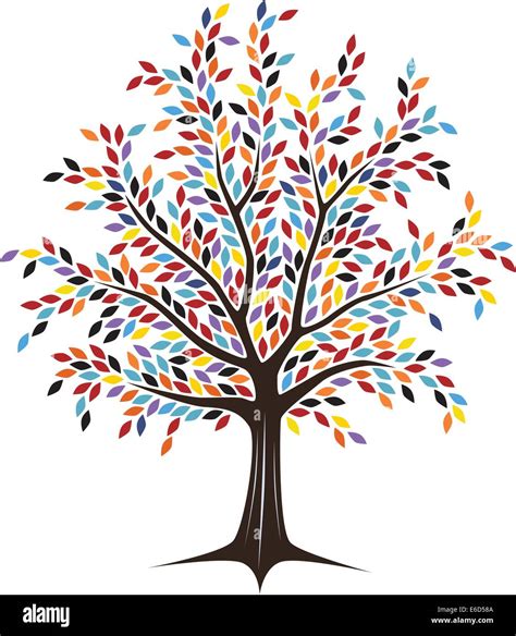 Editable Vector Tree Design With Colorful Leaves Stock Vector Image