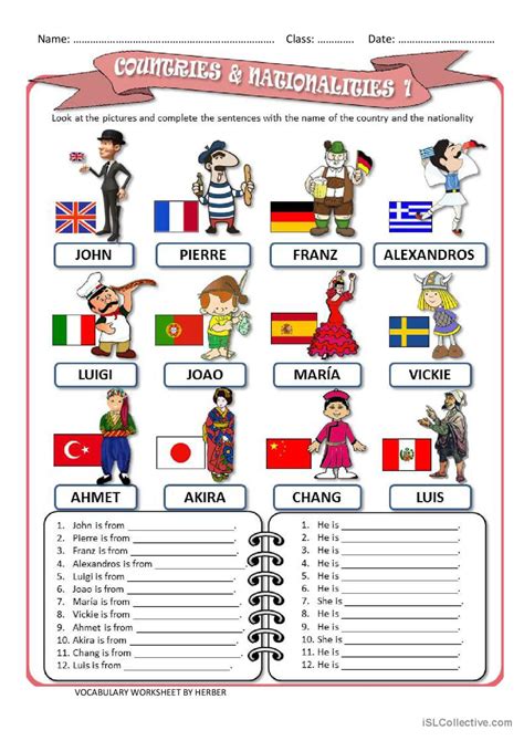Countries And Nationalities Ws English Esl Worksheets Pdf Doc