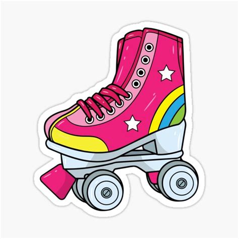 Roller Skates Pink Roller Skate With Rainbow Sticker By Mohja