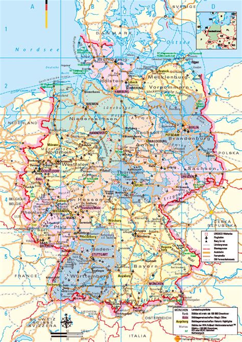 Übersicht der 16 bundesländer deutschland und ihre hauptstädte mit landkarte zum ausdrucken. Karten von Deutschland | Karten von Deutschland zum Herunterladen und Drucken